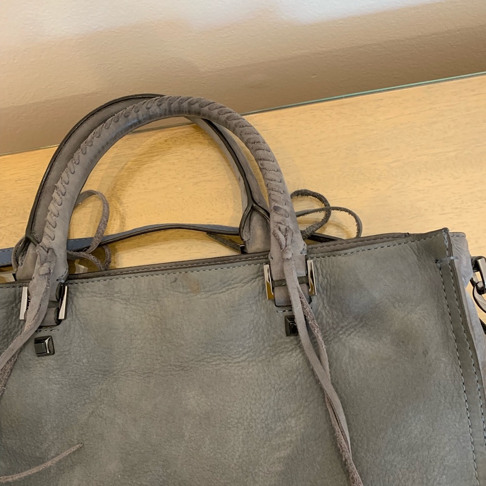 Rebecca Minkoff Regan Suede Satchel in dusty blue color - Picture 7 of 8